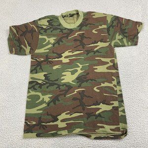 Vintage‎ Camouflage Single Stitch T Shirt Size Large Military Tee Single Stitch